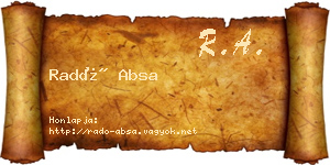 Radó Absa névjegykártya